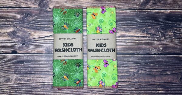 Flannel and Cotton Kids Washcloths (2 pack)